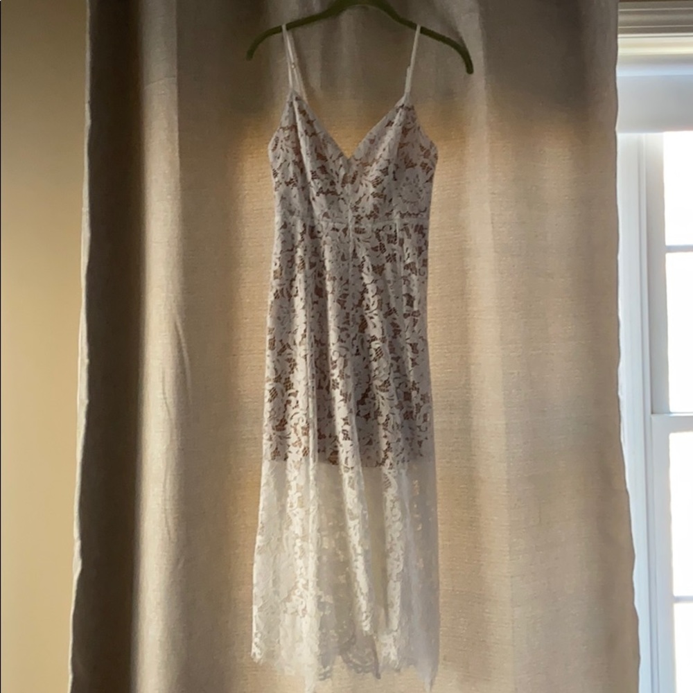 Lulus One Wish White Lace midi  dress